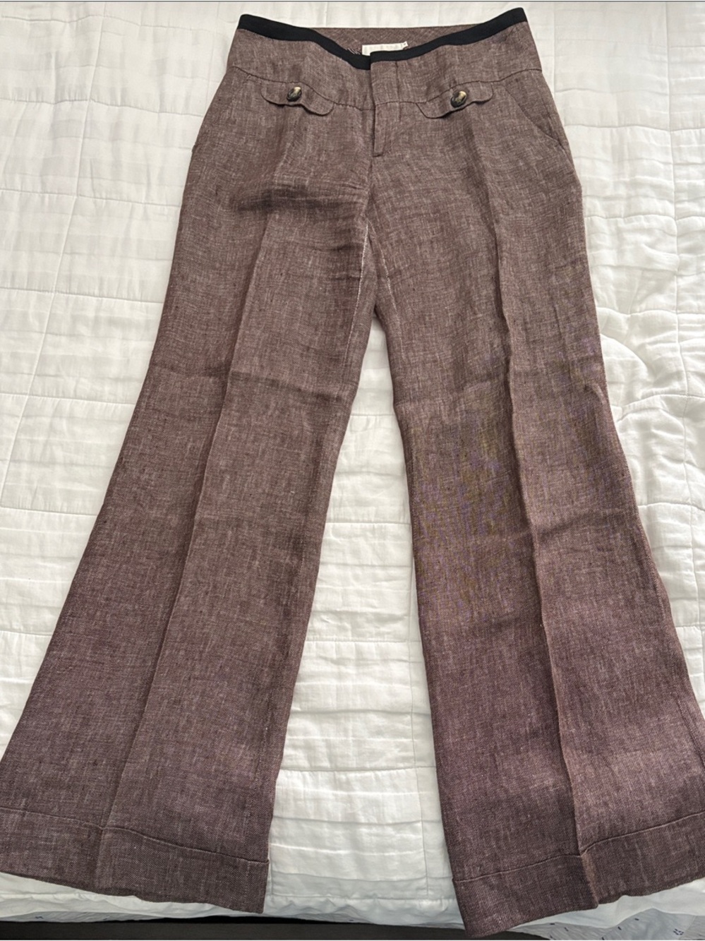 elevenses brown textured linen pants